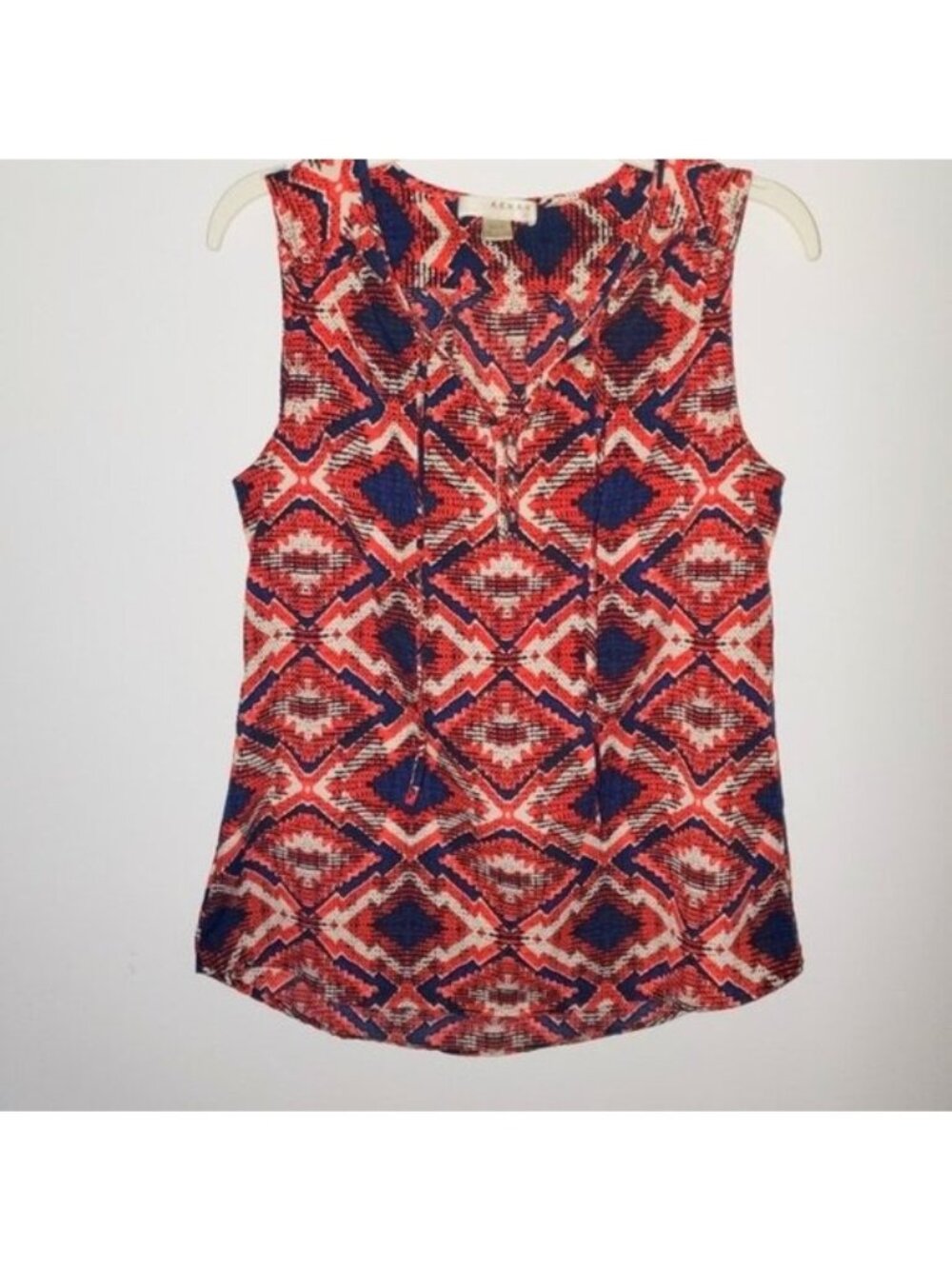 Aztec Silky Tank Top Tie Neck Boho Tribal
